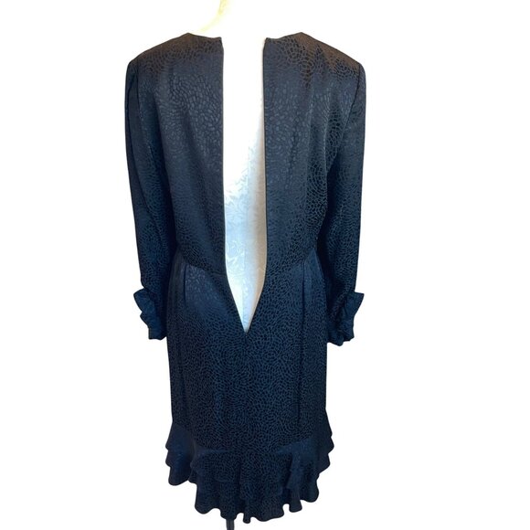 Carolina Herrera Womens Dress Size S Black Jacquard Ruffle Trim Vintage - Picture 9 of 16